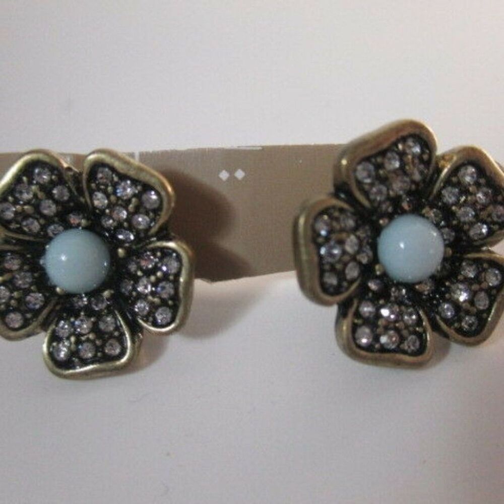 J.Crew Factory crystal petal Flower stud earrings NWT $22